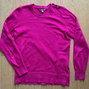 Magenta Gap Luxe Sweater w/ Shoulder Button Detail